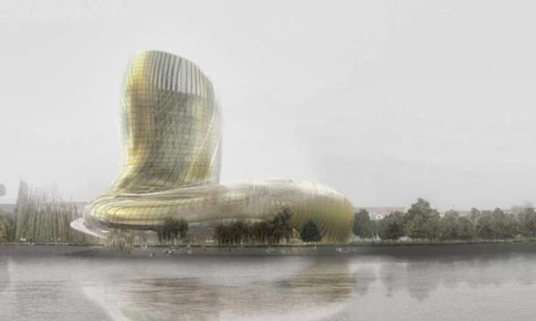 Rendering of la Cite du Vin Rendering of la Cite du Vin