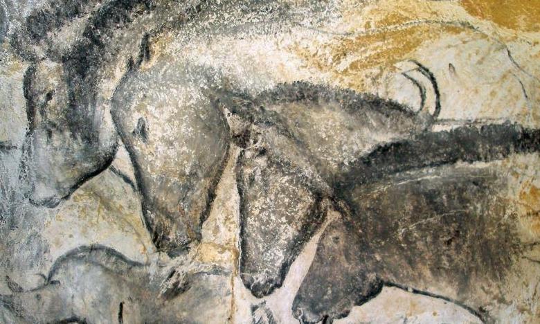 Paleolithic cave art of horses